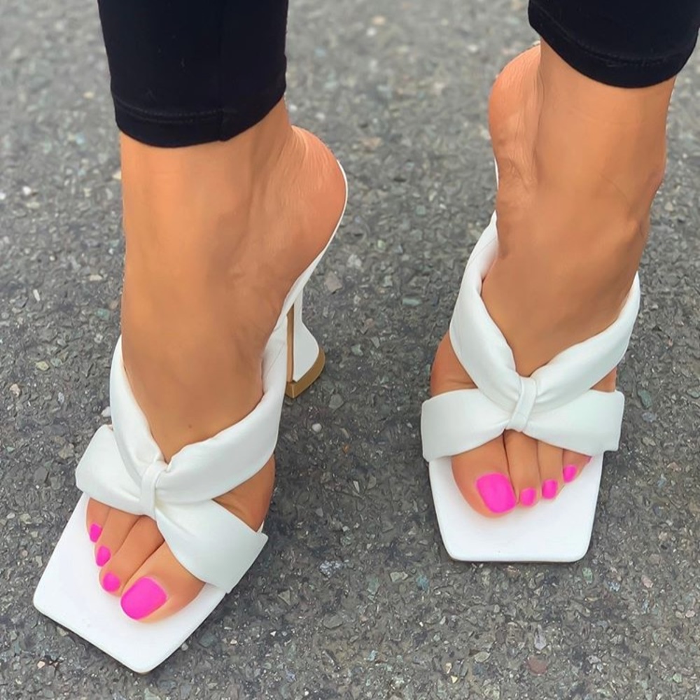 EGO Square Toe Padded Strap Heel